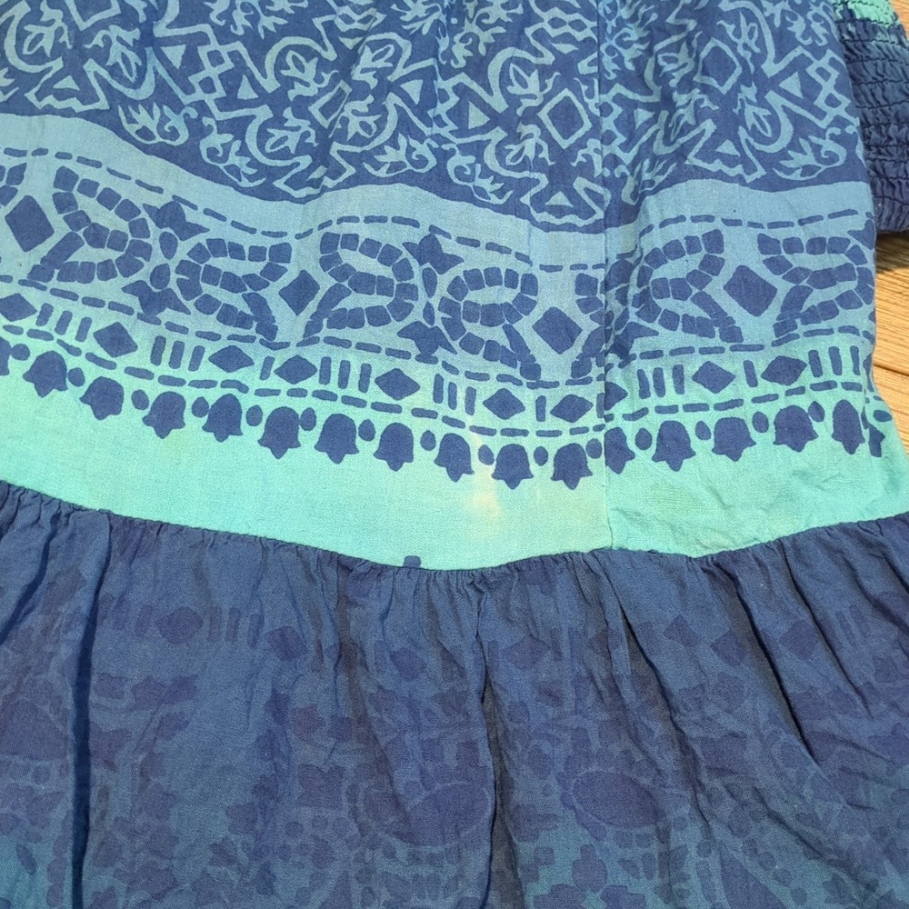 Drapers & Damons Blue Tiered Cotton Maxi Dress Smocked Bodice XL‎ Boho - Picture 5 of 7